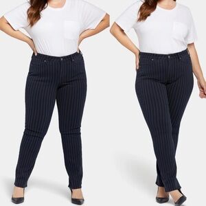 NYDJ Marilyn Straight Lift  Tuck Tahoe Striped Blue Jeans‎ Womens Size 16 Denim